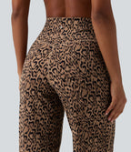 Pantalon de yoga jambes droites taille haute gainant imprimé léopard Halara UltraSculpt™ avec poches