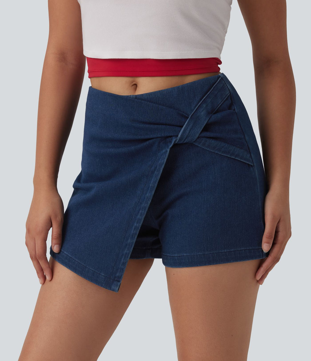 Halara Flex™ Skort micro-court en denim taille mi-haute
