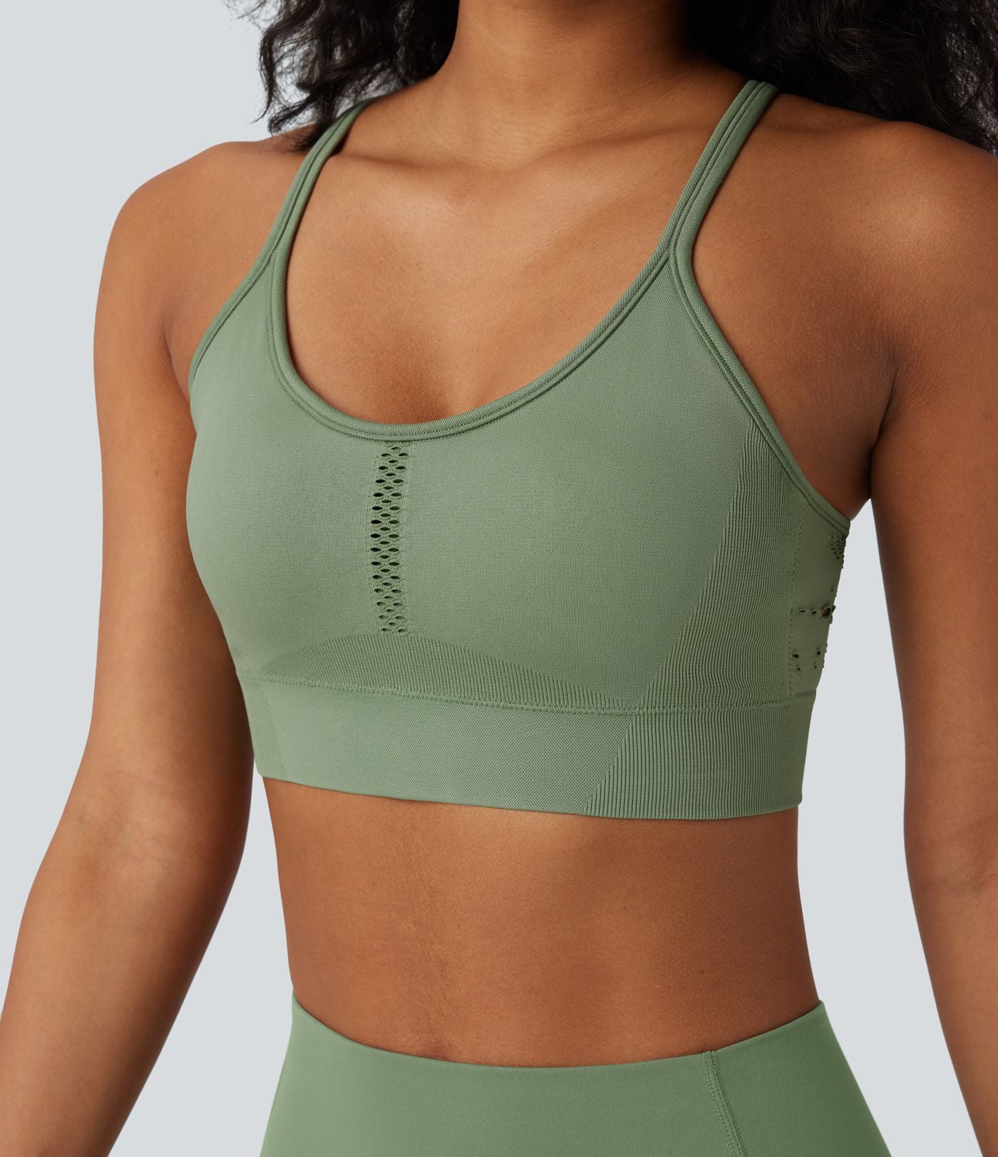 Brassière de sport yoga maintien léger col U ajouré OneForm Seamless Flow