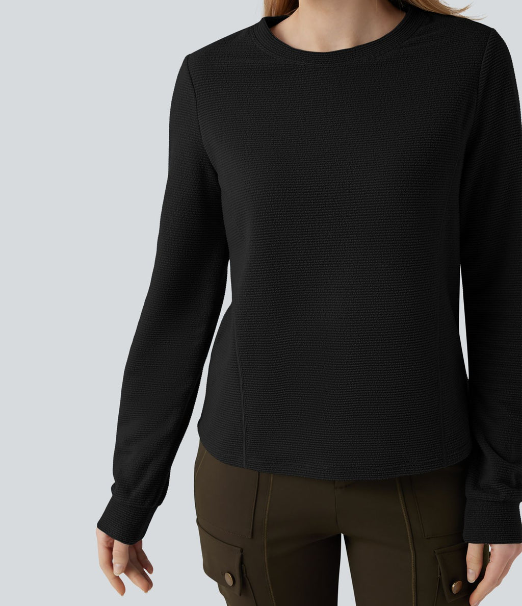 Sweat-shirt polaire pliable col rond à manches longues avec poche