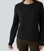 Sweat-shirt polaire pliable col rond à manches longues avec poche