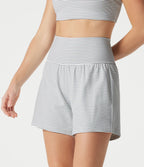 Short de yoga rayé 2-en-1 taille très haute 12,5 cm avec poches