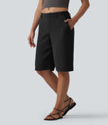 Halara Flex™ Pantalon tailleur droit corsaire taille mi-haute avec poches