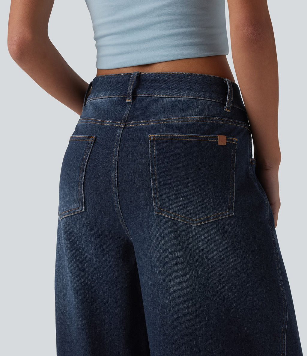 Jean Barrel 7/8 taille basse Halara Flex™ avec poches zippées