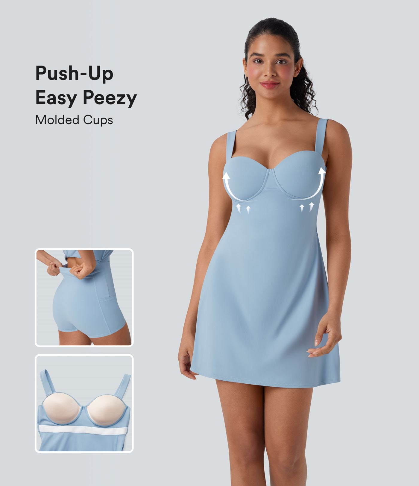 Robe tennis Breezeful™ push-up coques moulées dos nu boucle ajustable lien dos séchage rapide - Easy Peasy