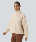 Sweat-shirt de randonnée en polaire avec col et demi-zip