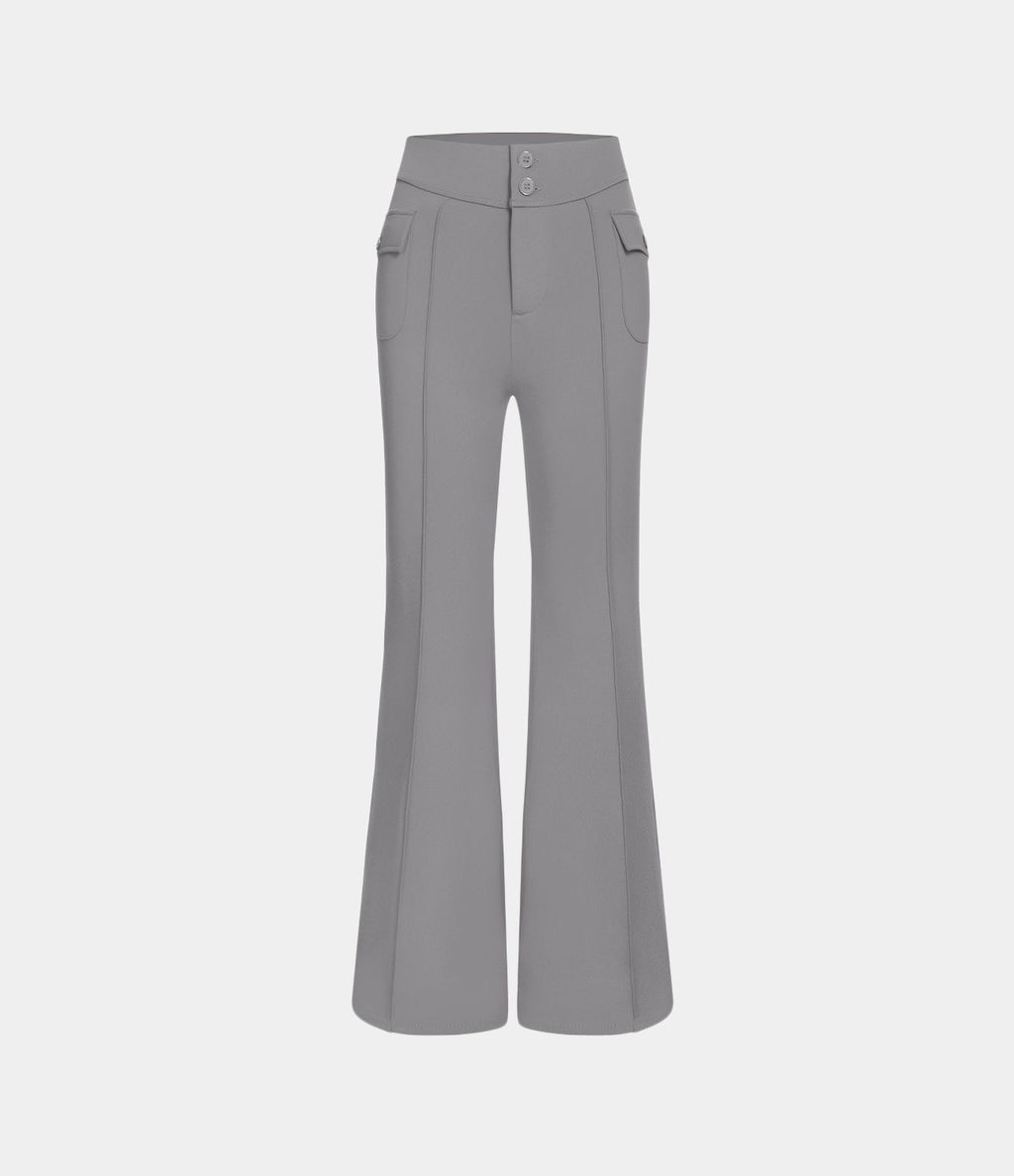 Pantalon cargo décontracté évasé taille haute avec poches à rabat latérales
