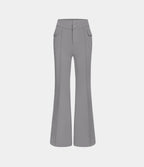 Pantalon cargo décontracté évasé taille haute avec poches à rabat latérales
