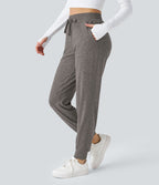 Jogging Yoga Froncé Taille Haute Cordon de Serrage Poche Latérale