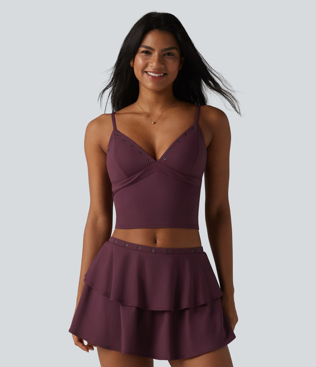 Débardeur court décontracté SoftlyZero™ à bretelles ajustables et œillets, avec brassière intégrée et effet frais InstantCool