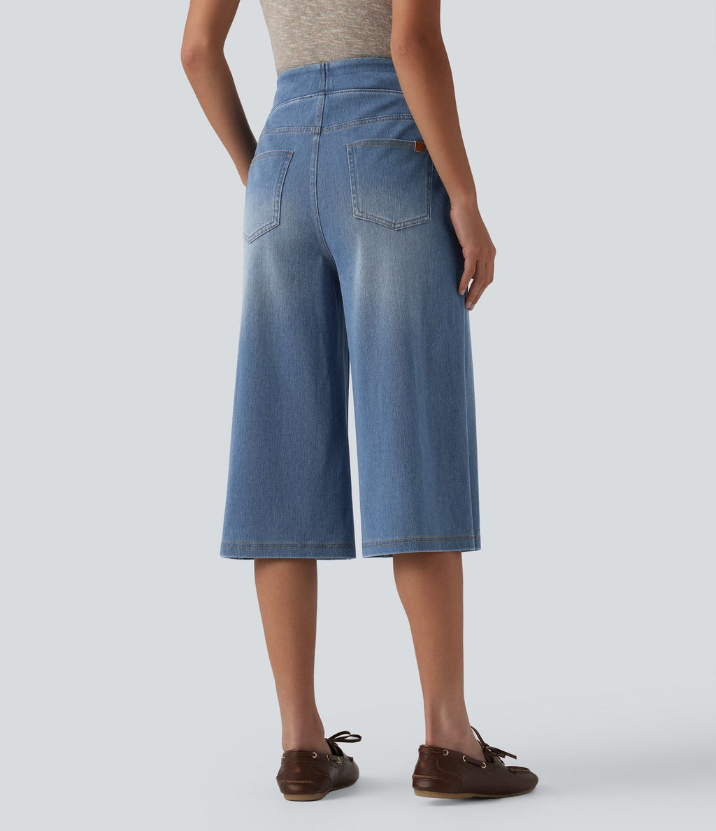 Jean capri ample Halara Flex™ taille haute gainant avec poches