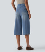 Jean capri ample Halara Flex™ taille haute gainant avec poches