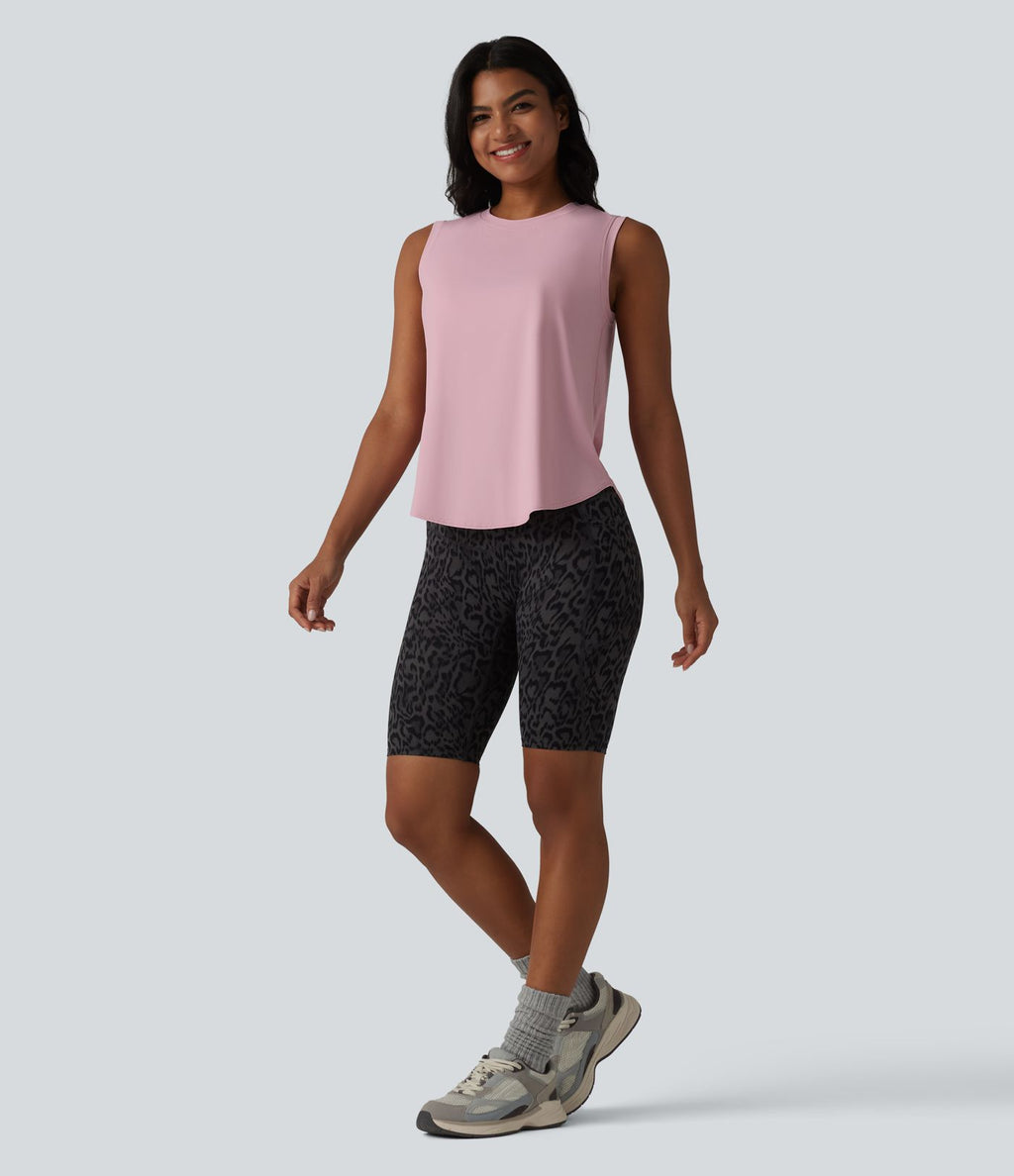 Débardeur de sport à col rond et ourlet arrondi, doux au toucher, protection solaire UPF50+