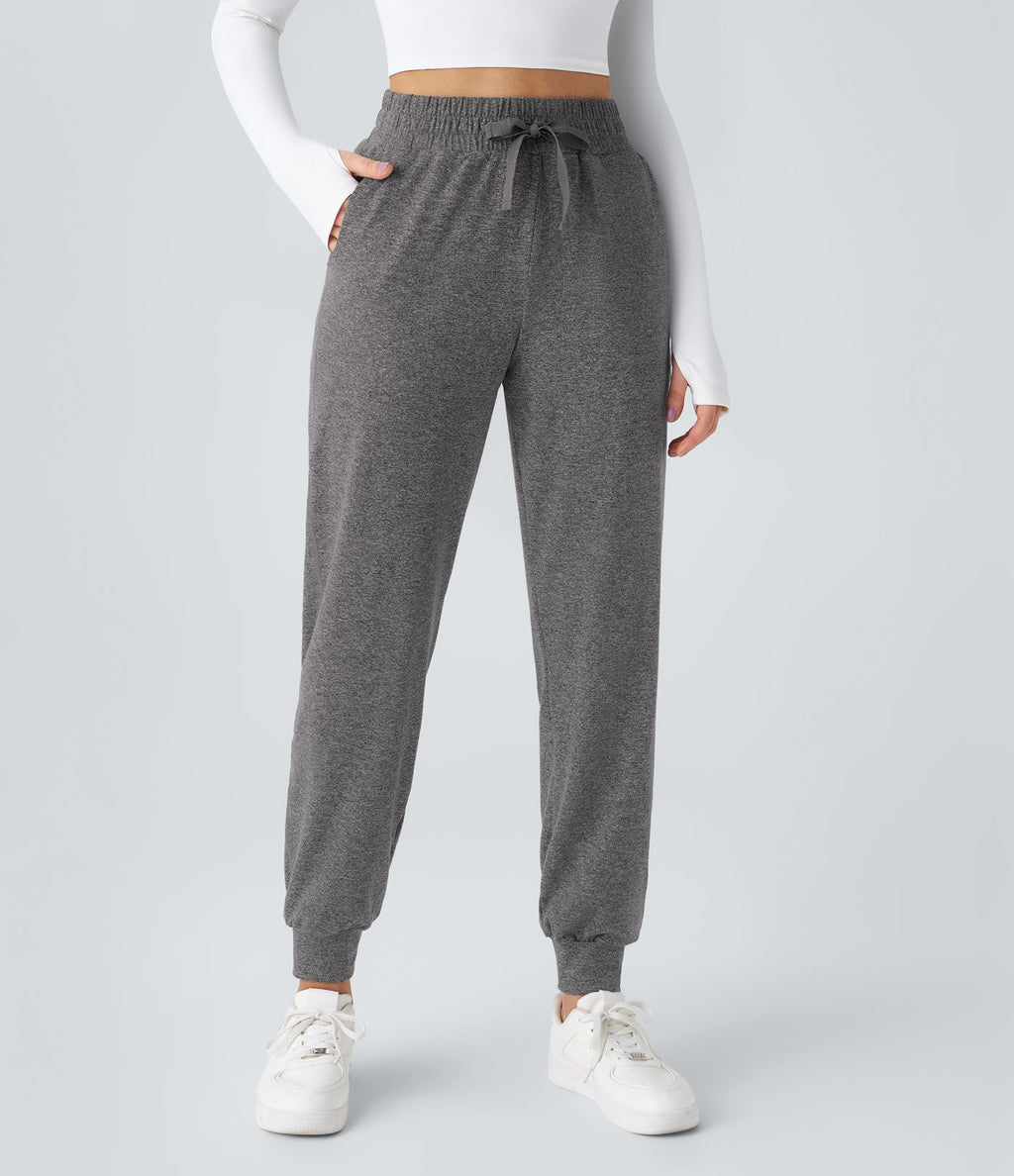 Jogging Yoga Froncé Taille Haute Cordon de Serrage Poche Latérale