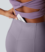 Pantalon décontracté bootcut ventre plat taille haute avec poche