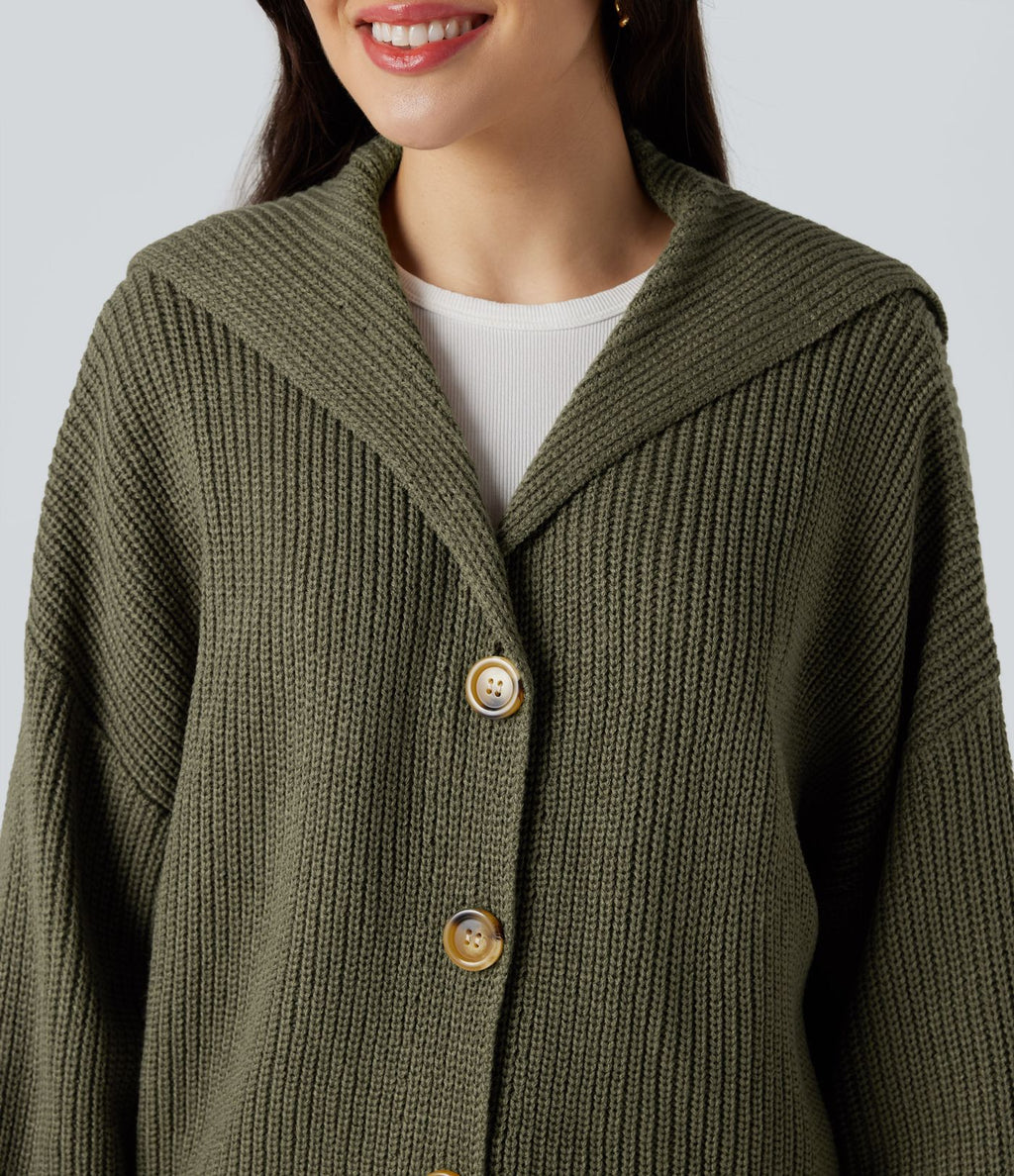 Cardigan col revers manches longues avec poches