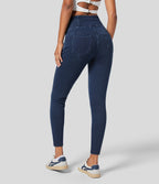 Halara Flex™ Denim Heat Legging casual 7/8 taille haute croisée avec poches