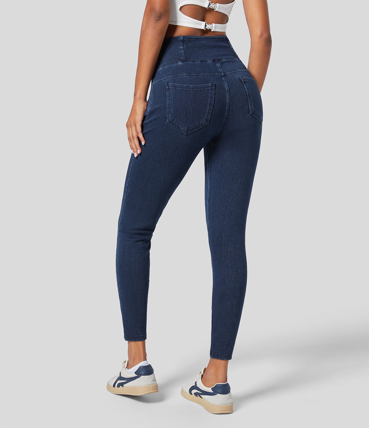 Halara Flex™ Denim Heat Legging casual 7/8 taille haute croisée avec poches