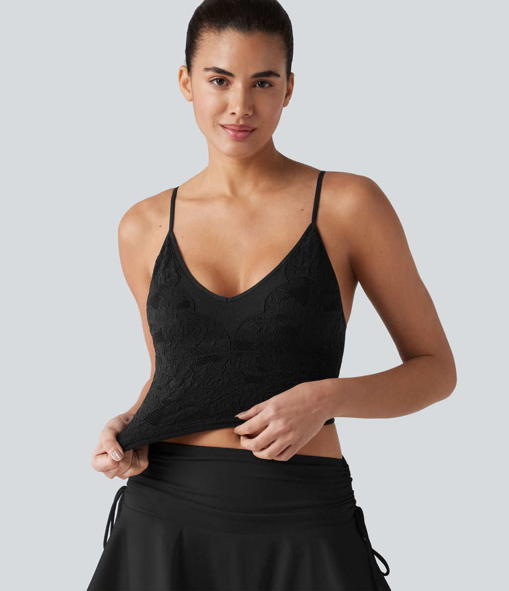 Débardeur de yoga court OneForm Seamless Flow à motif jacquard avec soutien-gorge intégré