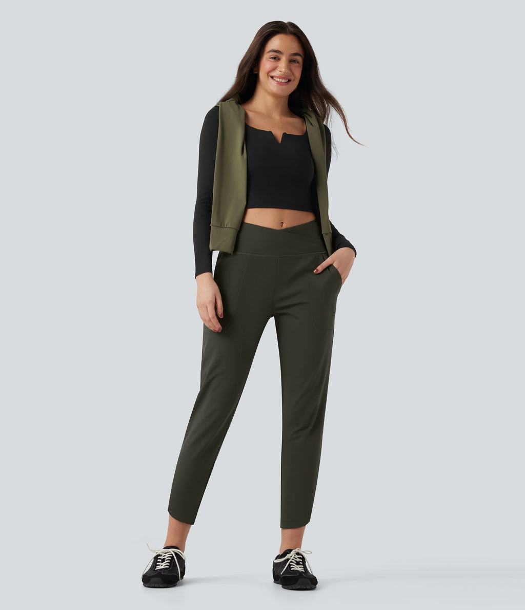 Pantalon fuselé croisé taille haute DayStretch avec poches
