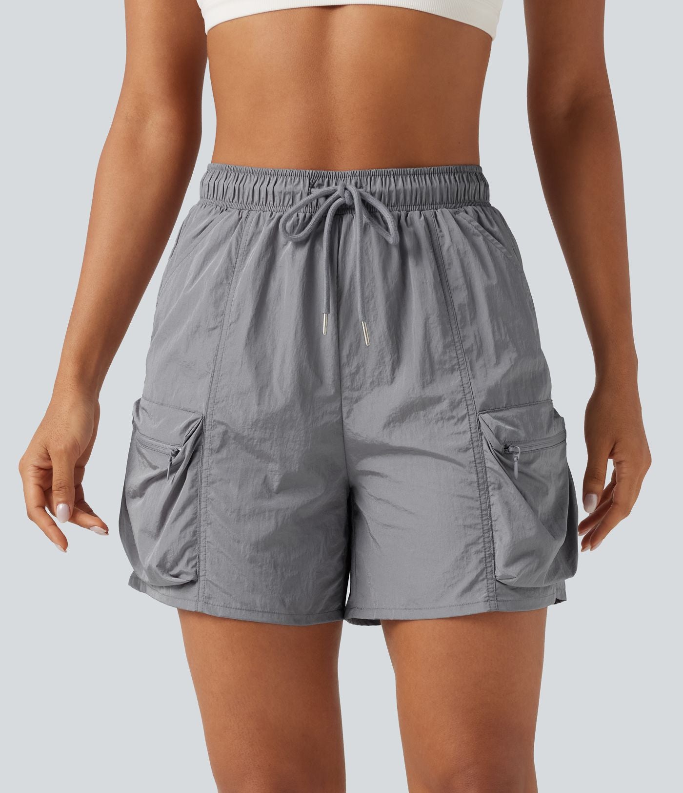 Short cargo de sport taille haute avec cordon de serrage et poches
