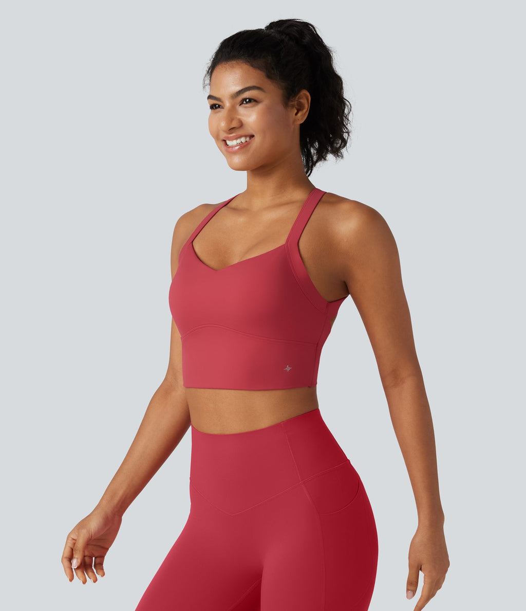 SoftlyZero™ Plush Débardeur de yoga court col cœur avec soutien-gorge intégré