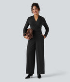 Combinaison tailleur col V manches longues avec zip et poches - Easy Peasy