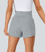 Short 7,5cm Yoga 2 en 1 Super Taille Haute Poches Arrière Poches Cachées Latérales