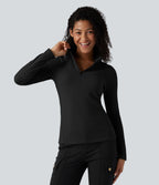 Haut de sport polaire demi-zip pliable à manches longues avec poche