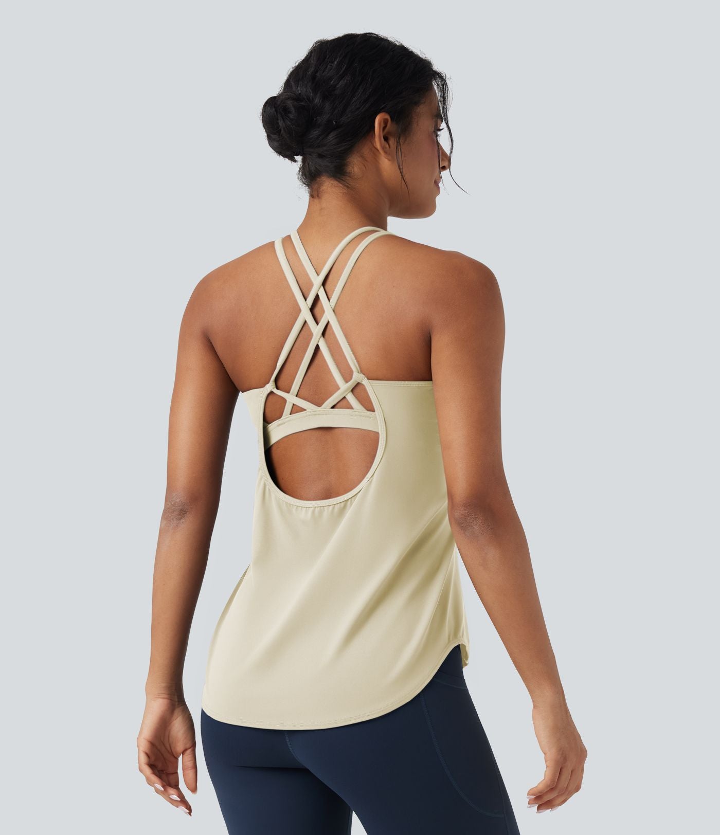 Débardeur running Halara UltraSculpt™ col rond dos croisé bonnets E-G