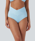 Bas de bikini maillot de bain côtelé taille basse croisé