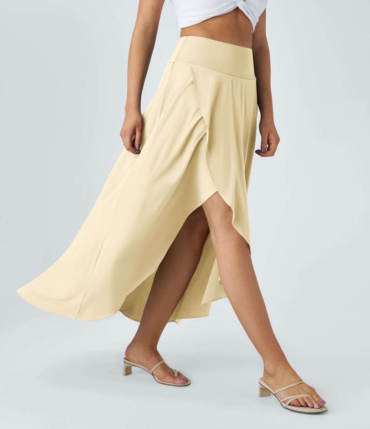 Jupe Longue Casual Breezeful™ Taille Haute à Volants 2en1 Fluide Sèchement Rapide Quotidien Maxi