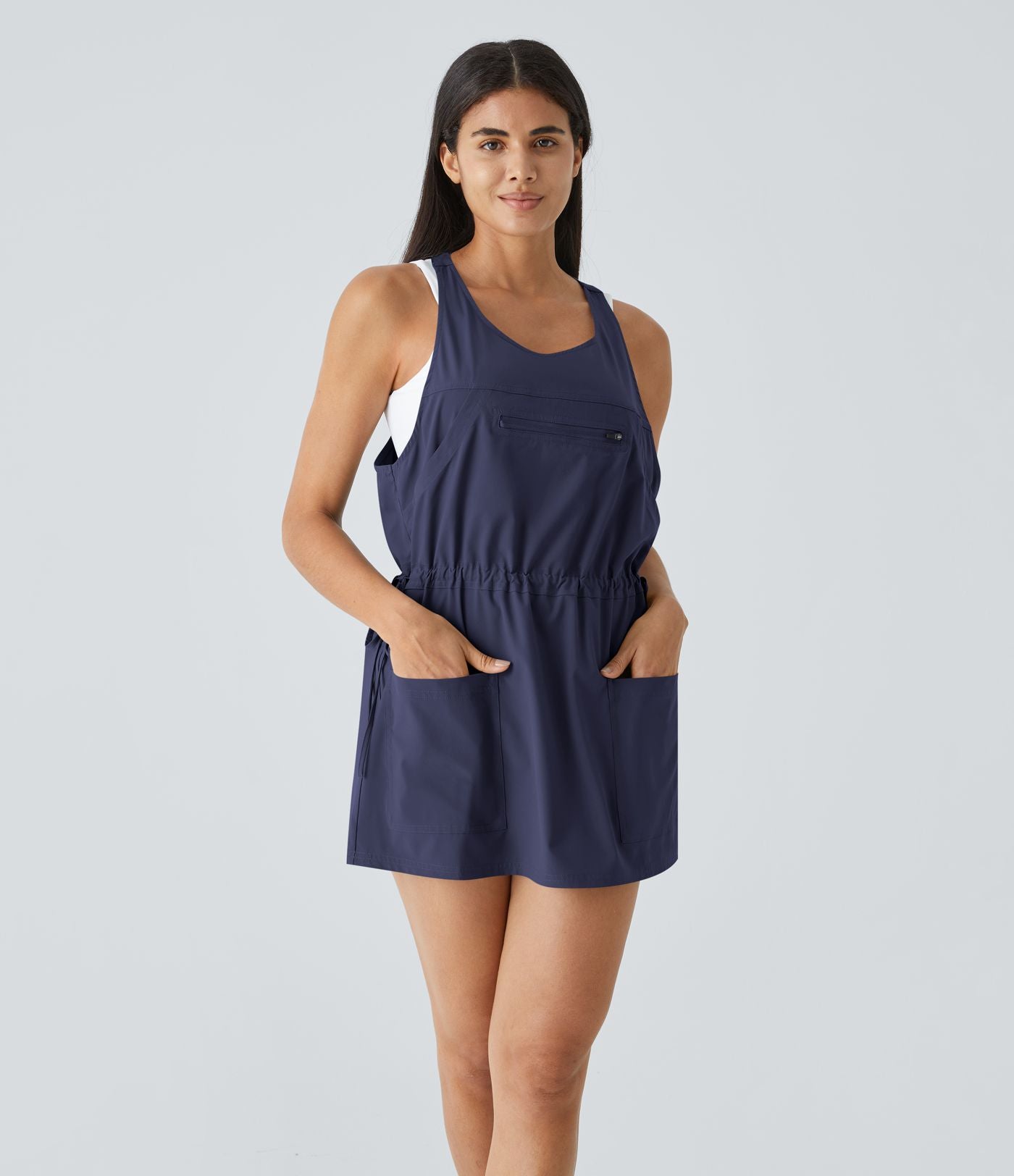 Breezeful™ Robe Sport Randonnée Mini Séchage Rapide 2 Pièces Dos Nu Poches Multiples Cordon de Serrage