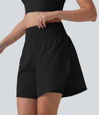 SoftlyZero™ QuickDry Short running 2-en-1 gainant taille haute à pois réfléchissants et ourlet croisé 17,5 cm avec poches