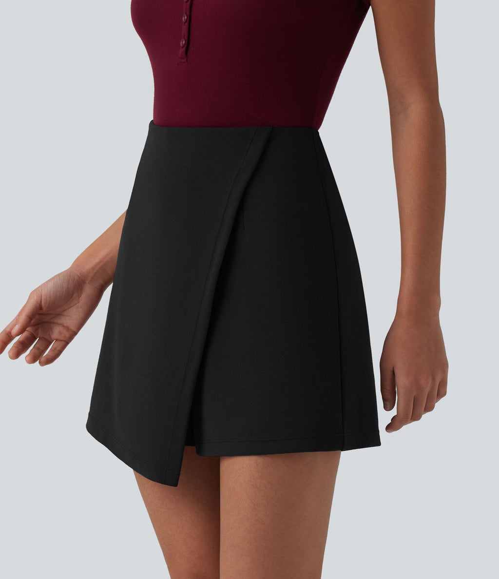 Jupe-short mini tailleur taille haute infroissable longueur rallongée