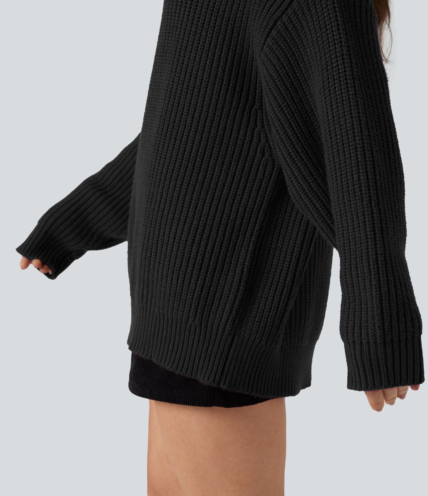 Pull col montant manches longues