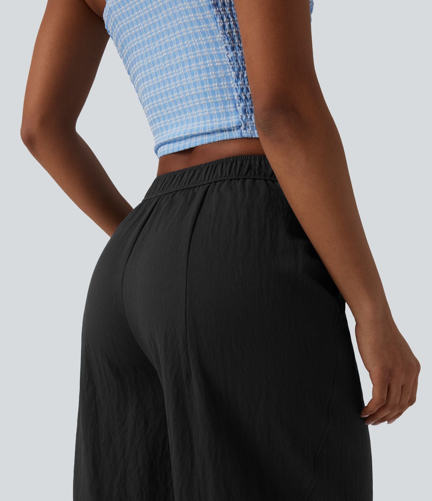 Pantalon barrel casual coupe tonneau taille mi-haute avec poches