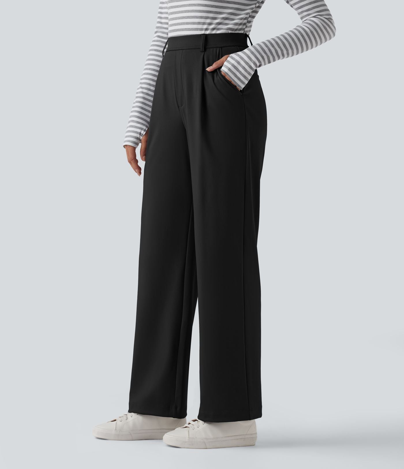 Pantalon tailleur jambes droites slim taille haute Halara Flex™ DayStretch avec poches