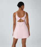 Robe de sport danse 2-pièces SoftlyZero™ Plush double bretelles caraco avec poche A-D