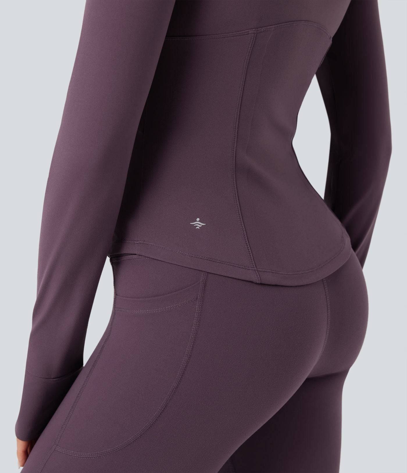 Veste de yoga Halara UltraSculpt™ col montant froncée push-up manches longues à trous pouces avec poches