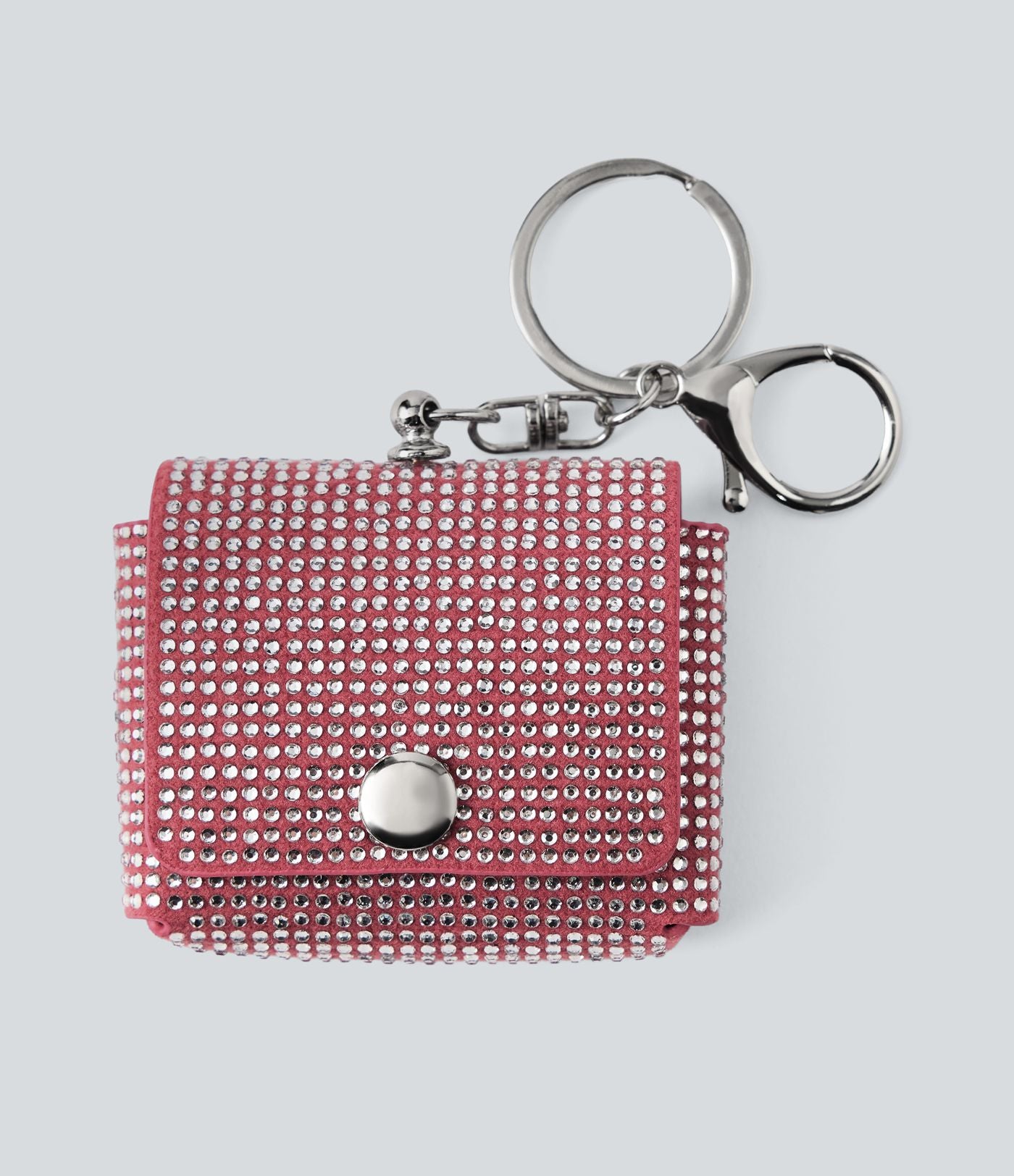 Étui à écouteurs en forme de petit sac à chaîne métallique orné de strass