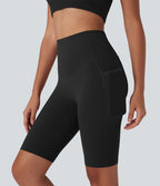 Short cycliste 12,5 cm d'entraînement gainant galbant taille haute avec empiècements résille contrastés et poches Halara UltraSculpt™