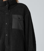 Veste sherpa de randonnée col montant manches longues avec poches