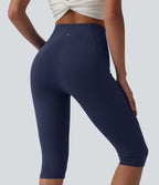 Legging de yoga corsaire SoftlyZero™ taille haute croisé avec poches - UPF50+