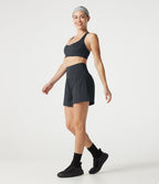 Short de yoga rayé 2-en-1 taille très haute 12,5 cm avec poches
