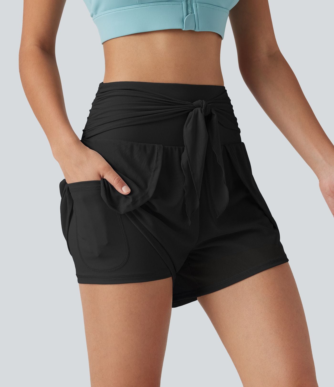 Short de running 2-en-1 SoftlyZero™ Airy 8cm effet frais InstantCool taille haute avec lien devant, mesh contrasté, poches et protection solaire UPF50+