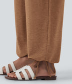 Pantalon de jogging décontracté à taille haute croisée avec poches latérales et cordon de serrage
