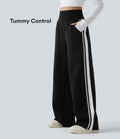 Pantalon de jogging casual coton large gainant à rayures taille haute avec poches