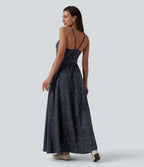 Robe longue fluide décontractée à bretelles avec poches