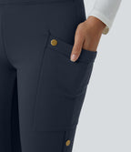 Pantalon taille haute ajusté longueur cheville avec poches décoratives DayStretch